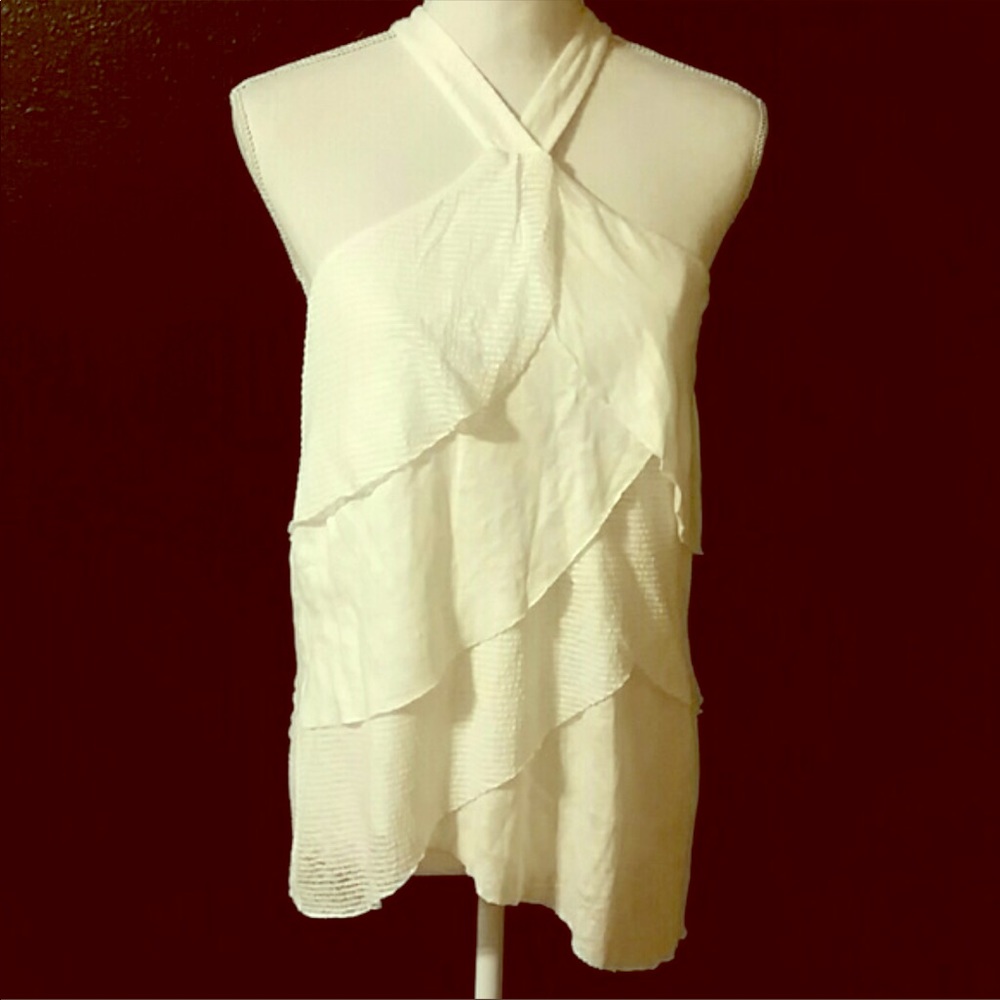 Anthro Vanessa Virginia wht tiered tank size small